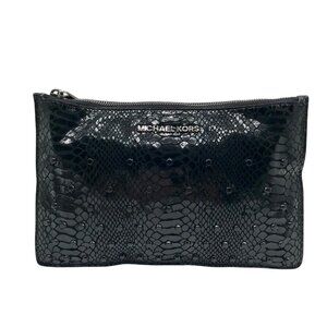 Michael Kors Black Snake Embossed Studded Wristlet